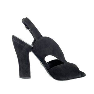 Prada Collection 1X890L Comoscio Women's Black Suede High Heel shoes, 38.5